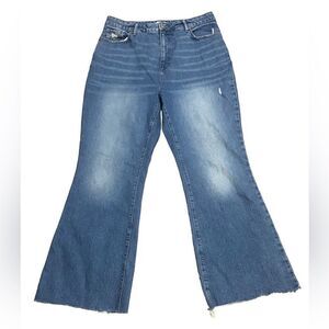 Ann Taylor LOFT Wms Sz 12 Medium Curvy High Waist Sandal Flare Distressed Jeans